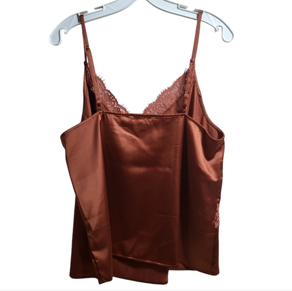 Lulu's Sweetest Kiss Rust Orange Satin Lace Cami Top - Picture 5 of 16